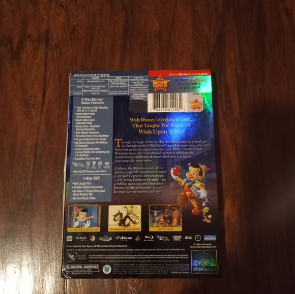 Walt Disney's PINOCCHIO 70th Anniversary Platinum Edition on DVD + BLU-RAY - Picture 2 of 2